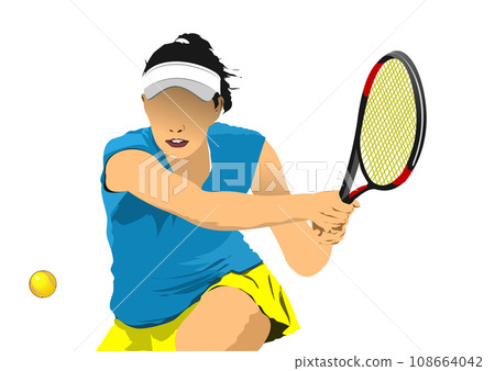 Tennis player. Vector 3d illustration for designers Tennis player. Vector 3d illustration for designers 108664042