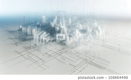 用線條繪製的抽象白色背景/風景 108664498