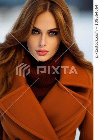 fashion model girl in winter coat 108664664