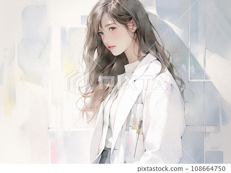 AI插畫,白大褂美女 AI插畫,白大褂美女 108664750