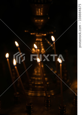 Candles on the altar in the church religion 108664875
