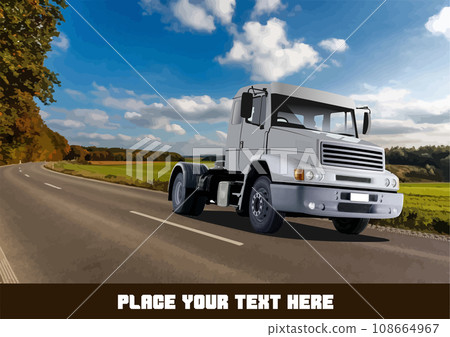 Gray truck on the road. Vector 3d illustration Gray truck on the road. Vector 3d illustration 108664967