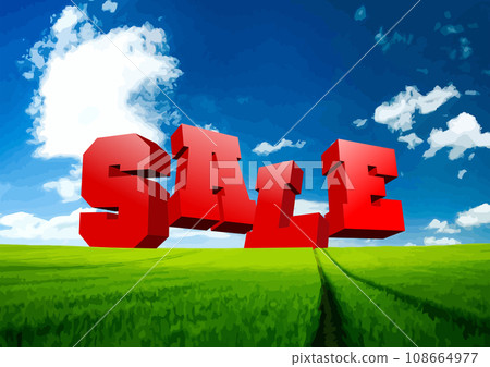 3d Sale image on abstract background with sky and field. Color vector illustration 3d Sale image on abstract background with sky and field. Color vector illustration 108664977