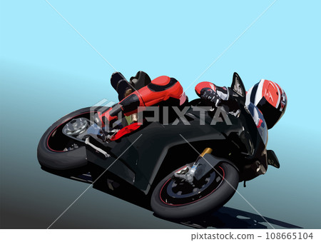 Motorcycle on the road. Biker. Vector 3d illustration 108665104