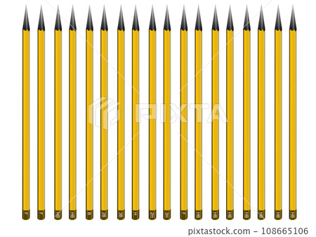 Set yellow pencils. 3d color vector illustration 108665106