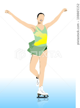 Figure skating colored silhouettes. Vector 3d illustration 108665152