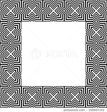 Geometric Pattern for Square Picture Frame. Black and White Background. Vector Art. 108665342