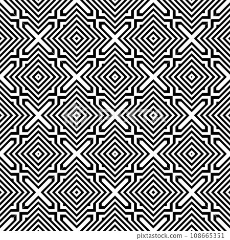 Abstract Seamless Geometric Checked Pattern. Black and White Texture. Vector Art. Abstract Seamless Geometric Checked Pattern. Black and White Texture. Vector Art. 108665351