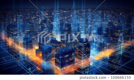 Futuristic City Skyline, Global Business, Data Exchange, Smart Network and Connection, data traffic Futuristic City Skyline, Global Business, Data Exchange, Smart Network and Connection, data traffic 108666150