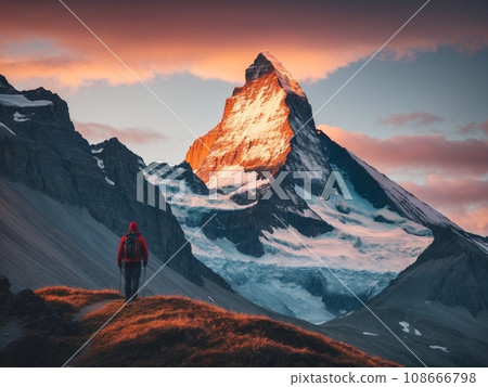 Mt Cook bathed in the morning sun 108666798