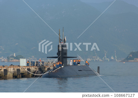 Maritime Self-Defense Force Harushio-class submarine departing from port Maritime Self-Defense Force Harushio-class submarine departing from port 108667127