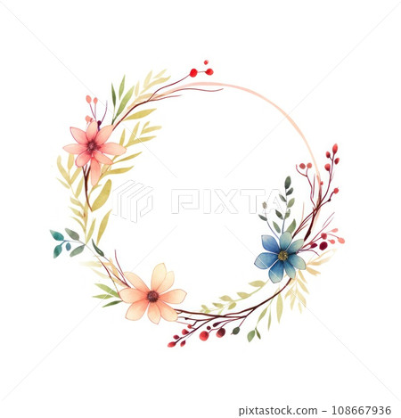 watercolor floral wreath isolated watercolor floral wreath isolated 108667936