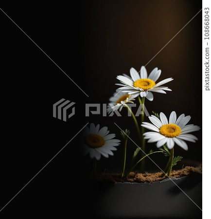 Beautiful copy space background with Daisy flower for content creation 108668043