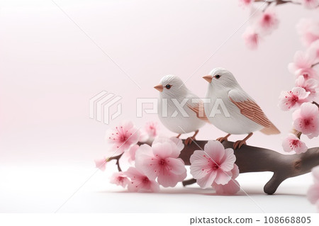 Plum and Japanese Warbler (3D) 108668805
