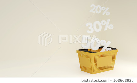 Plastic shopping basket. Sale banner. Plastic shopping basket. Sale banner. 108668923