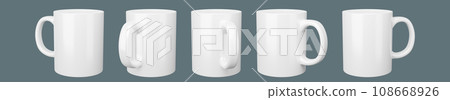 11oz white mugs on isolated background. 11oz white mugs on isolated background. 108668926