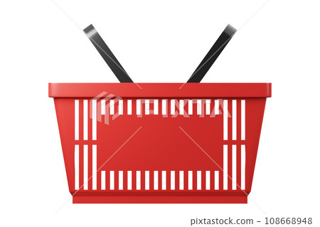 Plastic shopping basket. Isolated supermarket shopping cart. Plastic shopping basket. Isolated supermarket shopping cart. 108668948