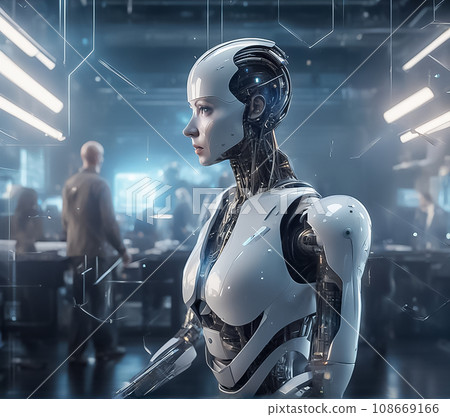 Image of a cyber woman working in the office Image of a cyber woman working in the office 108669166