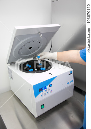 Closeup of lab equipment for scientific research with fluids 108670130