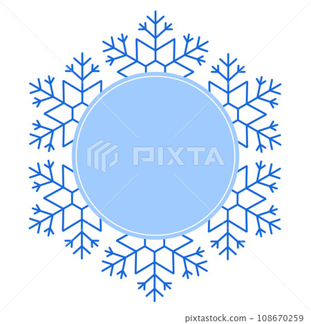 Round Vector blue Christmas winter frame made of snowflakes with place for text. Perfect copyspace for decorating social networks, photos and greeting card 108670259