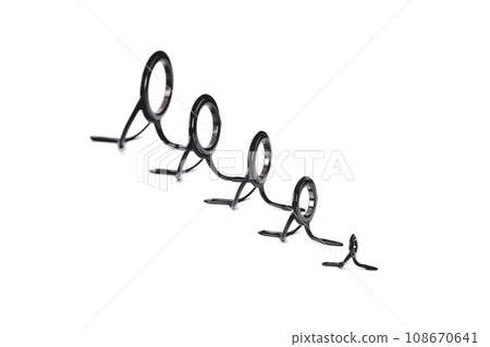 double leg bandage rings for fishing rods of various sizes close-up place for an inscription 108670641