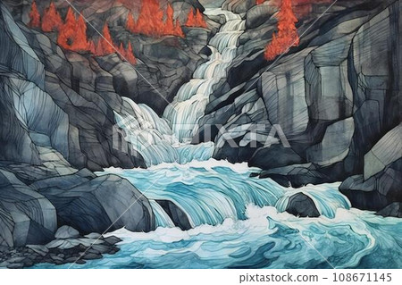 gentle flowing waterfall 108671145