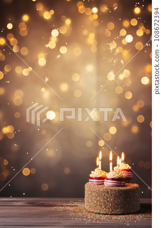 birthday holiday background, cakes with candles and copy space 108672394
