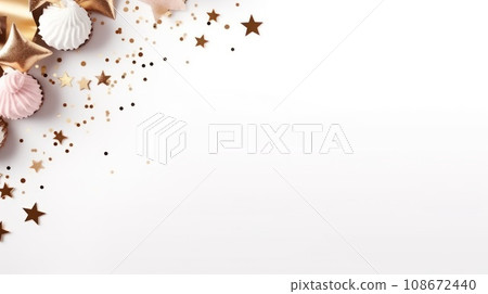 birthday holiday background, cakes with candles and copy space 108672440
