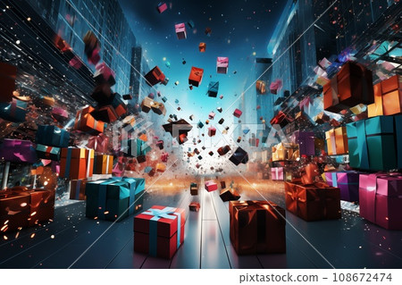 black friday shopping frenzy, original icon, sumbol, abstract, single color background, illustration 108672474