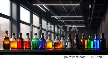 Various pills bottles macro close up shot. Production of medicines bottles. Pharmaceutical concept of healthcare, pharma industry, medication and drugs production. Medical research and trials. Banner. Various pills bottles macro close up shot. Production of medicines bottles. Pharmaceutical concept of healthcare, pharma industry, medication and drugs production. Medical research and trials. Banner. 108672830