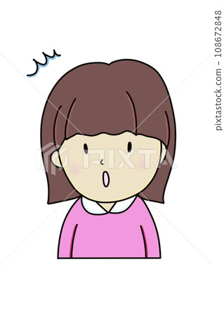 Surprised, aware expression, emotion, girl, pink clothes, brown hair, bob cut Surprised, aware expression, emotion, girl, pink clothes, brown hair, bob cut 108672848