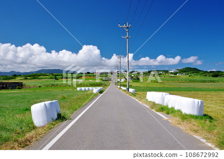 Sugar road and blue sky, Kohama Island, Okinawa Prefecture 108672992