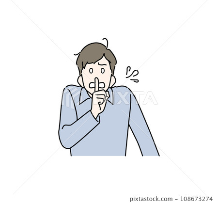 一個試圖匆忙閉嘴的男人插畫(便衣) 一個試圖匆忙閉嘴的男人插畫(便衣) 108673274