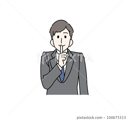 一名男子（西裝）用食指放在嘴前擺出秘密姿勢 108673313