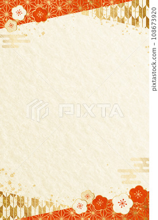 2024年龍年新年賀卡日式圖案日本紙背景 108673920