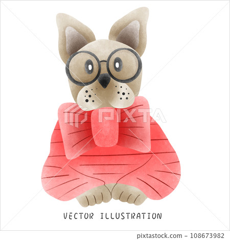 Happy festive collection of cute french bulldog art watercolor painting in western style Happy festive collection of cute french bulldog art watercolor painting in western style 108673982