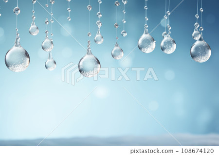 Background of bright transparent icicles. Generative AI 108674120