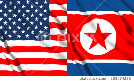 美國和朝鮮的旗幟 108674228