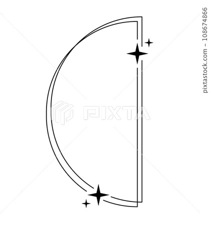 Trendy linear semi circle frame with stars, Modern minimalist aesthetic line elements, geometric forms. Vector sparkle for social media or poster design, simple decorative boho style border 108674866