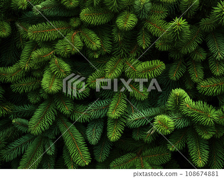Spruce branch background. Beautiful branch of green spruce. Christmas tree in nature. Spruce close up. Spruce branch background. Beautiful branch of green spruce. Christmas tree in nature. Spruce close up. 108674881