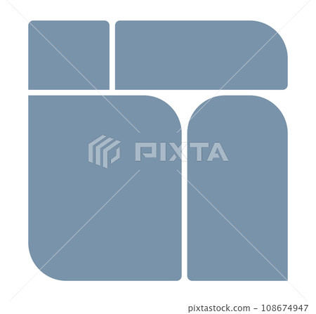 Abstract template frame collage board art bauhaus for text. Contemporary design for social media, flyers, invitations, cards, posters, interior decor. Minimalist geometric shapes vector illustration 108674947