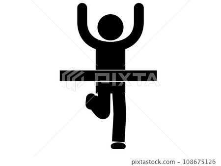 Pictogram of finishing the race and reaching the goal 108675126