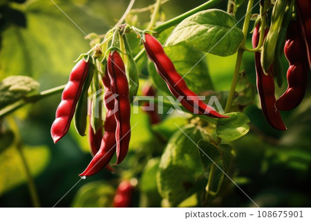 Bean pods in the garden Bean pods in the garden 108675901