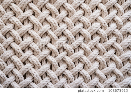 Hand made white macrame texture pattern. Hand made white macrame texture pattern. 108675913