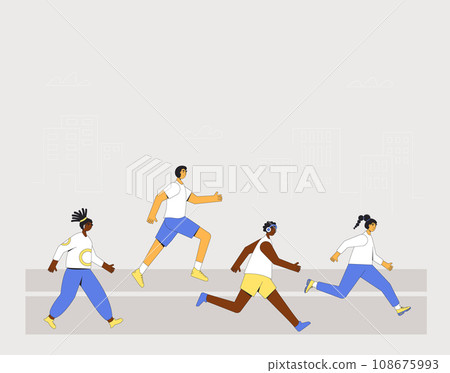 Running people. Different runners marathon 108675993