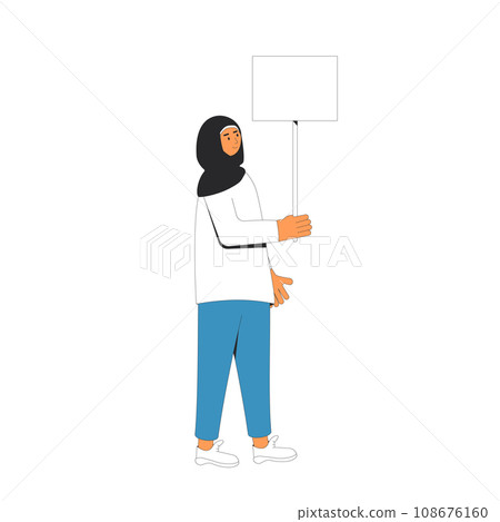 Woman holding a banner. Woman holding a banner. 108676160