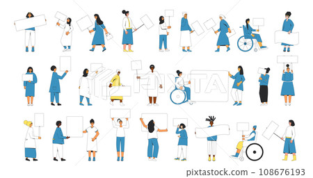 Women  holding blank banners. 108676193