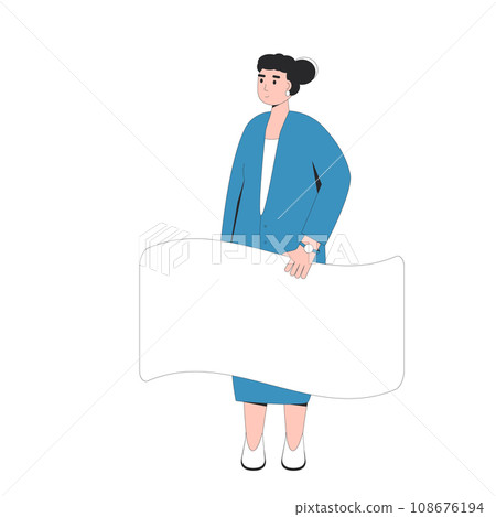 Woman holding blank banner. Woman holding blank banner. 108676194