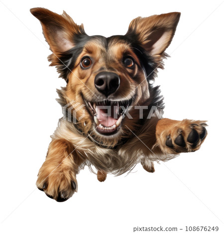a dog in a jump isolated 108676249