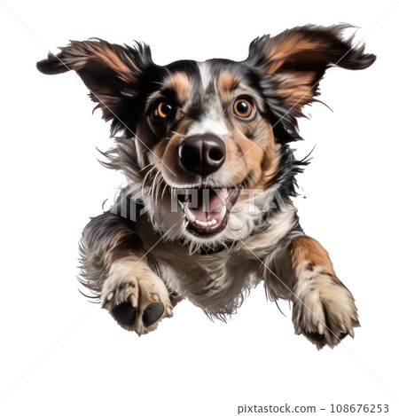 a dog in a jump isolated 108676253